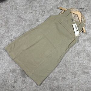 Ethos Paris 100% Organic Cotton Calcutta Sleeveless Mini Dress Textured Sable L